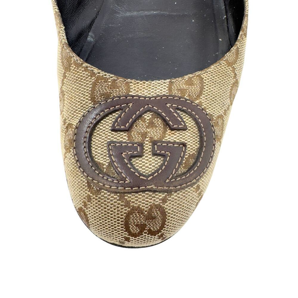 Gucci GG Logo Monogram Supreme Guccissima Brown Canvas Ballet Flat Shoes EU 37.5 - Picture 7 of 11